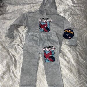 Gray Spider-Man Hoodie and Pants Set New size 2